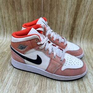 Nike Air Jordan 1 Mid Orange Suede Womens 6.5 Mens 5Y Shoes Sneakers DV1336-800